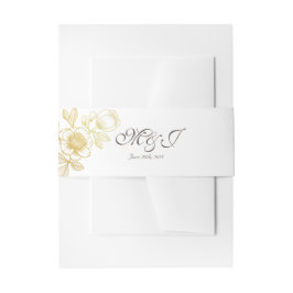 Cintas Para Invitaciones Invitación de boda con flores doradas Banda para e