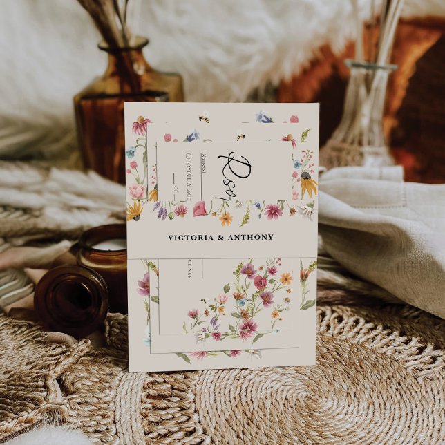 Cintas Para Invitaciones Invitación de boda con flores silvestres boho band (Subido por el creador)