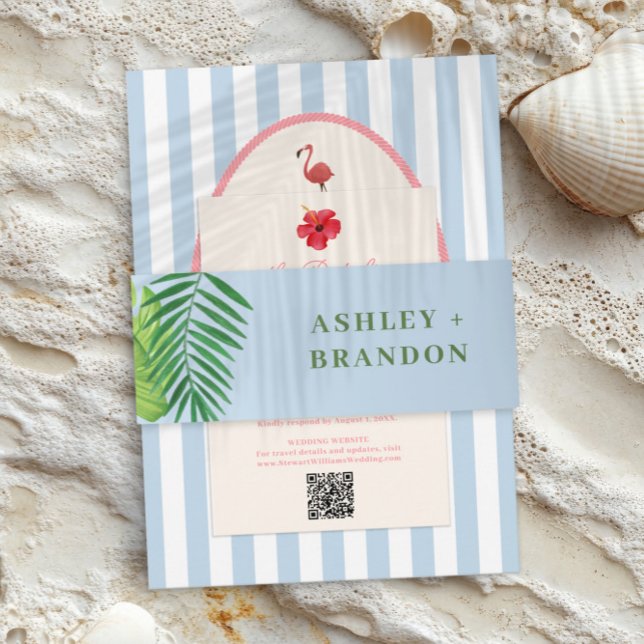 Cintas Para Invitaciones Invitación de boda con fondo azul y vegetación tro (Subido por el creador)