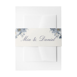 Cintas Para Invitaciones Invitación de boda de acuarela floral azul polvori