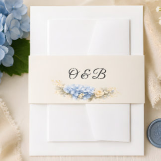Cintas Para Invitaciones Invitación de boda de lujo de hortensia azul polvo