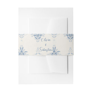 Cintas Para Invitaciones Invitación de boda floral con acuarela azul