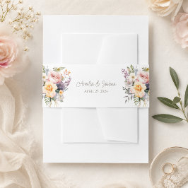 Cintas Para Invitaciones Invitación de boda floral con banda de vientre de