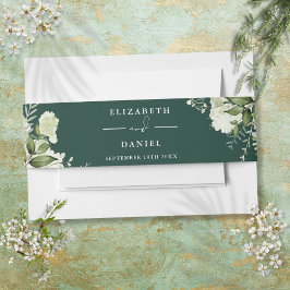 Cintas Para Invitaciones Invitación de boda floral de verde esmeralda con v