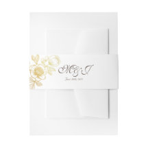 Invitación de boda Flores Doradas Banda para la Ba