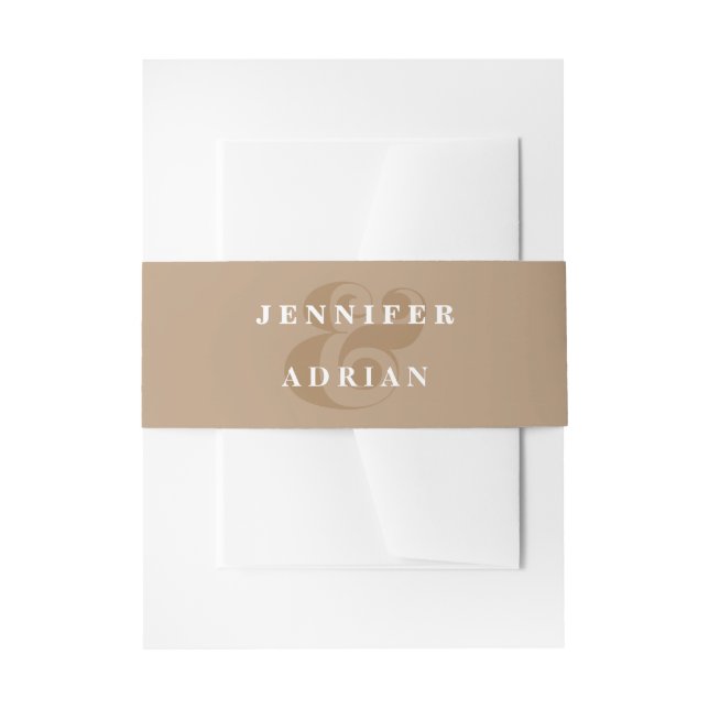 Cintas Para Invitaciones Invitación de boda moderna beige pálido barriga (Anverso Ejemplo)
