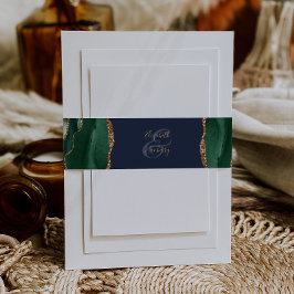 Cintas Para Invitaciones Invitación de boda verde esmeralda ágata azul mari
