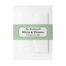 Invitación de boda verde salvia con banda ventral
