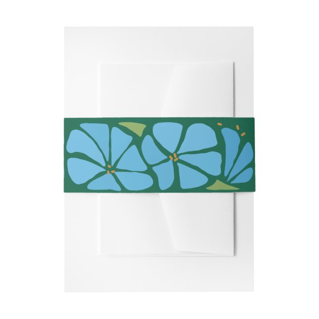 Cintas Para Invitaciones Invitación de casamiento de patrón de flor azul Gr (Anverso Ejemplo)