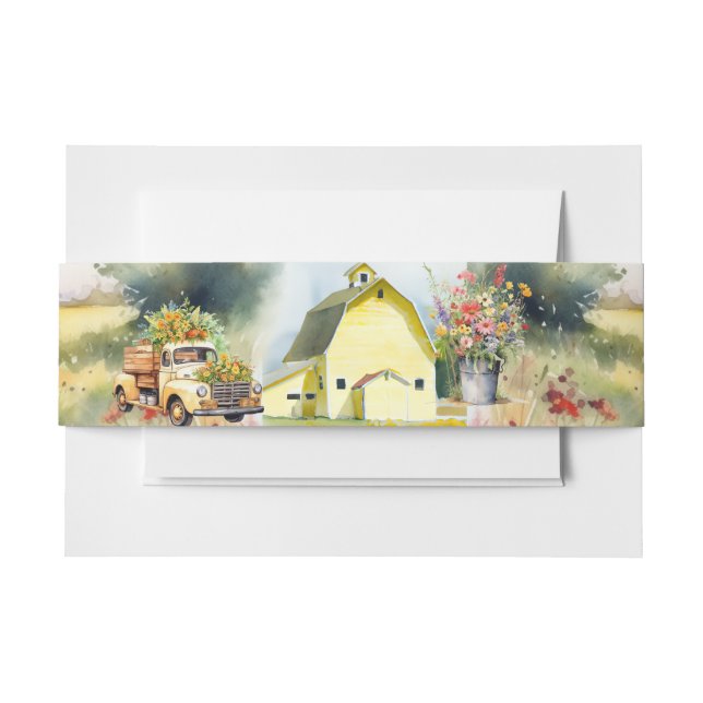 Cintas Para Invitaciones Invitación de la banda ventral amarilla de verano  (Anverso Ejemplo)