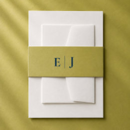 Cintas Para Invitaciones Invitación Editorial de Monograma Chartreuse Moder