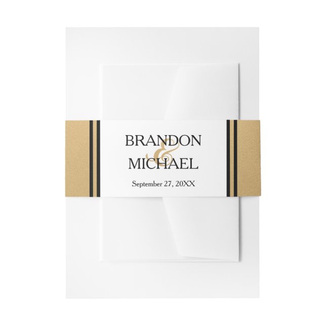 Cintas Para Invitaciones Invitación formal LGBTQ Gold Black (Anverso Ejemplo)