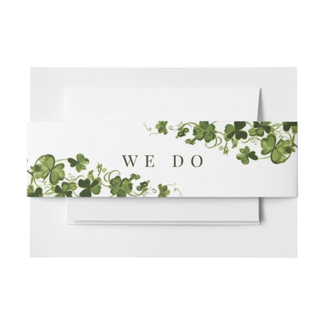 Cintas Para Invitaciones Irish Stylized Shamrock Leafy Foliage  (Anverso Ejemplo)