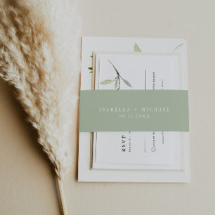 Cintas Para Invitaciones ISABELLA Elegante Pastel ligero Verde Minimalista