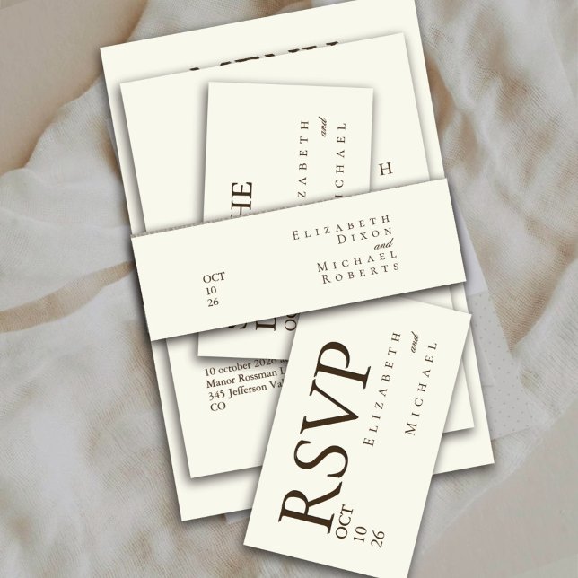 Cintas Para Invitaciones Ivory Minimalist Boho Script Wedding (Subido por el creador)