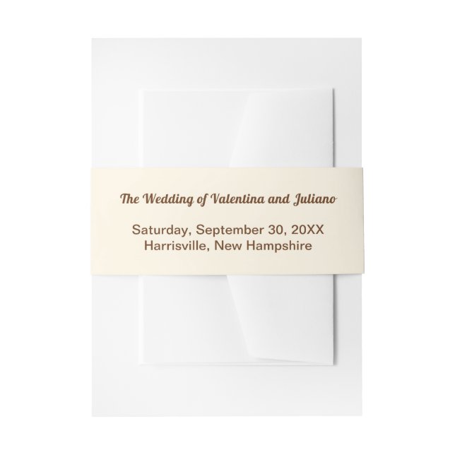 Cintas Para Invitaciones Ivory with Brown Typography Wedding (Anverso Ejemplo)