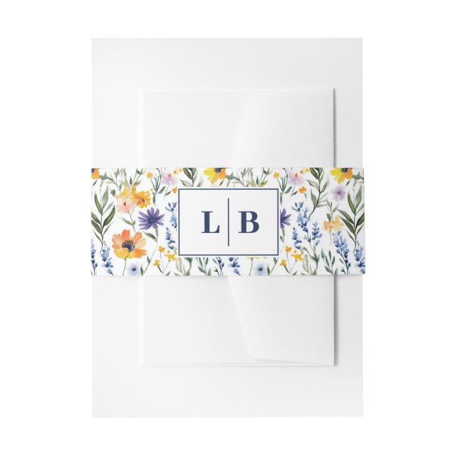 Cintas Para Invitaciones Jardín alegre de acuarela floral (Anverso Ejemplo)