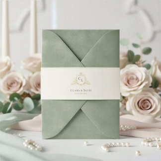 Cintas Para Invitaciones Jardín Atemporal | Monograma de Château Francés