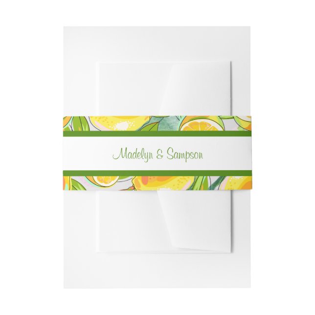 Cintas Para Invitaciones Jardín de limones amarillo acuarela moderna  (Anverso Ejemplo)