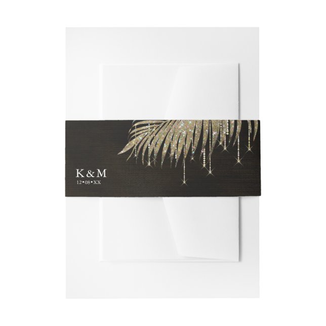 Cintas Para Invitaciones Jewel Palm Leaf Boda Gold ID830 (Anverso Ejemplo)