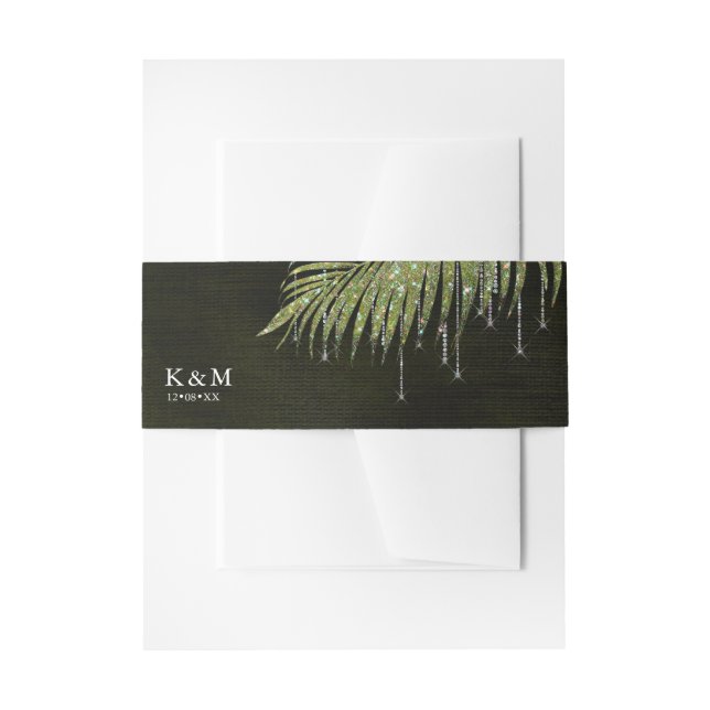 Cintas Para Invitaciones Jewel Palm Leaf Boda Green ID830 (Anverso Ejemplo)