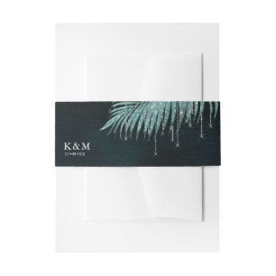 Cintas Para Invitaciones Jewel Palm Leaf Boda ID830 Verde azulado