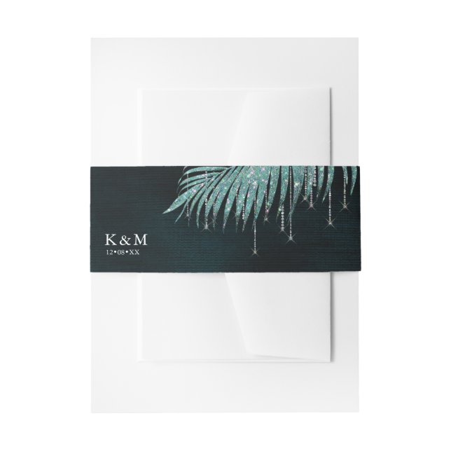 Cintas Para Invitaciones Jewel Palm Leaf Boda ID830 Verde azulado (Anverso Ejemplo)