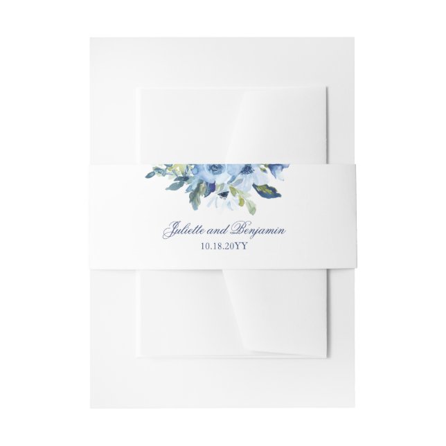 Cintas Para Invitaciones Juliette Dusty Blue Floral Classic Boda (Anverso Ejemplo)