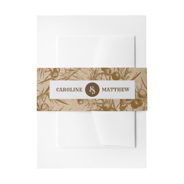 Cintas Para Invitaciones Kraft Paper Boda Botánico Rústico (Anverso Ejemplo)