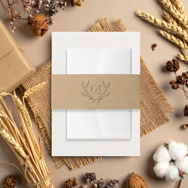 Cintas Para Invitaciones Kraft Paper ID1109, Boda ruso de Antlers Boho