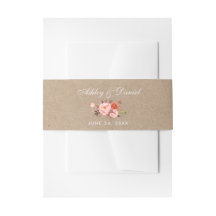 Kraft Watercolor Floral Coral Boda