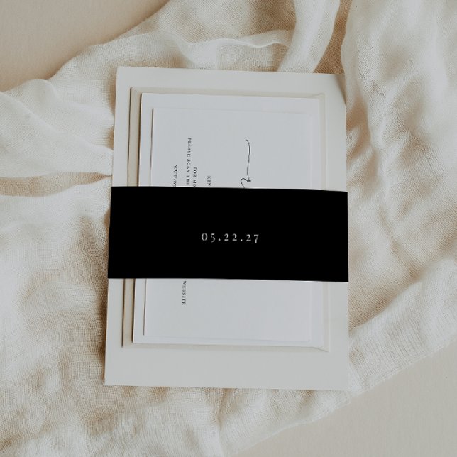 Cintas Para Invitaciones KRISTEN Negro Minimalista (Subido por el creador)