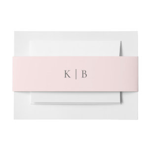 Cintas Para Invitaciones Kristina Elegant Simple Monograma Pastel Rosa