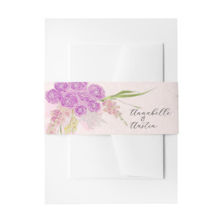 Cintas Para Invitaciones La Boca Vendretti lazo rosa y ramo sobre rosa