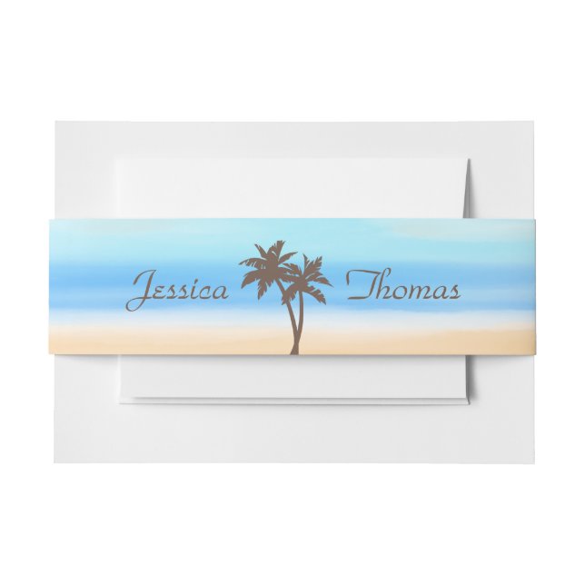 Cintas Para Invitaciones La colección de bodas acuarelas en la playa (Anverso Ejemplo)
