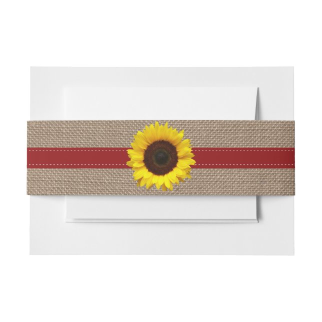 Cintas Para Invitaciones La colección de Bodas de girasol rústico - Rojo (Anverso Ejemplo)