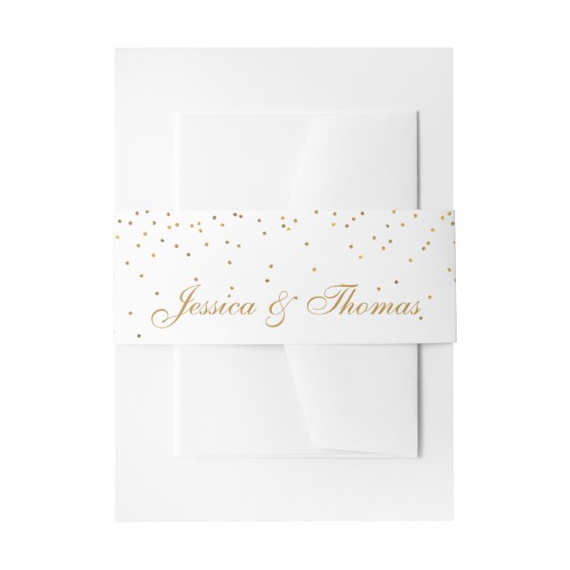 Cintas Para Invitaciones La colección de Bodas Glam Gold Confetti (Anverso Ejemplo)