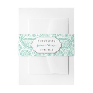 Cintas Para Invitaciones La Colección de Bodas Paisley Moderna - Verde