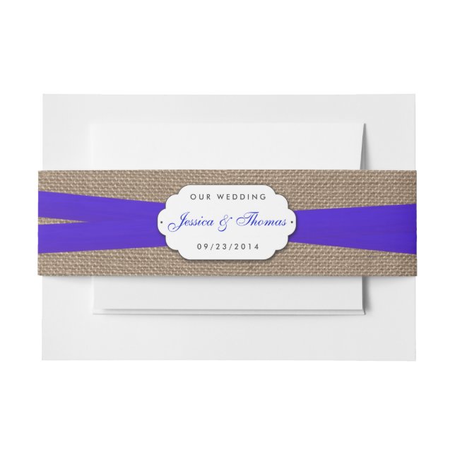 Cintas Para Invitaciones La colección de Bodas Rustic Blue Bow (Anverso Ejemplo)