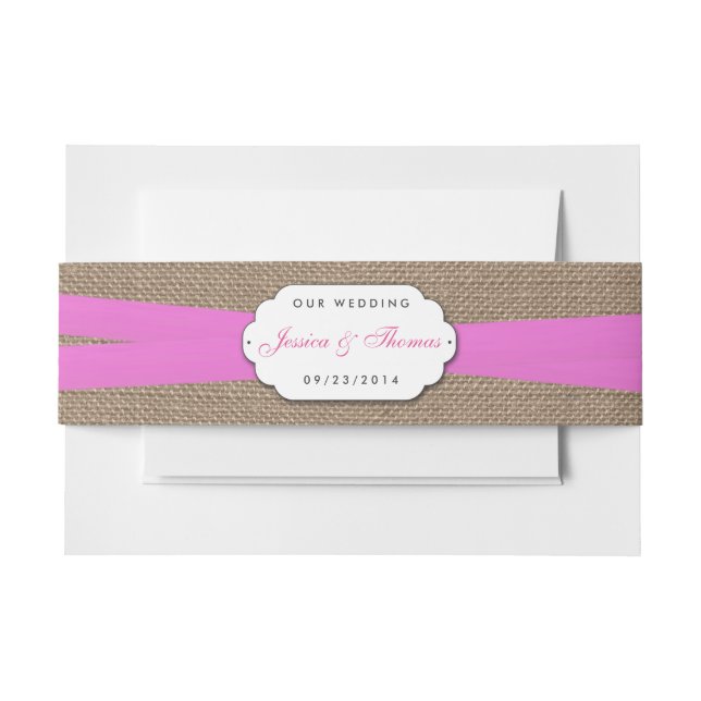 Cintas Para Invitaciones La colección de Bodas Rustic Pink Bow (Anverso Ejemplo)