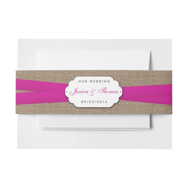 Cintas Para Invitaciones La colección de Bodas Rustic Pink Bow (Anverso Ejemplo)