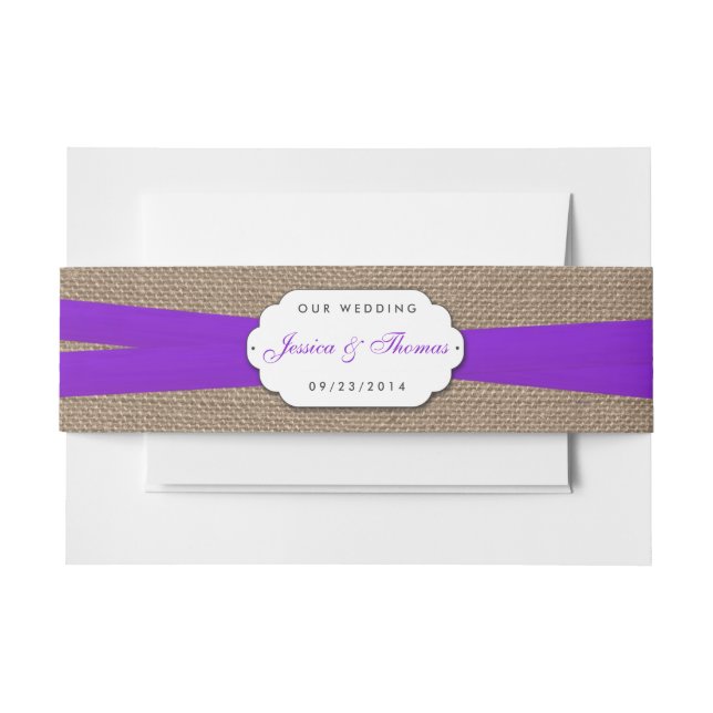 Cintas Para Invitaciones La colección de Bodas Rustic Purple Bow (Anverso Ejemplo)