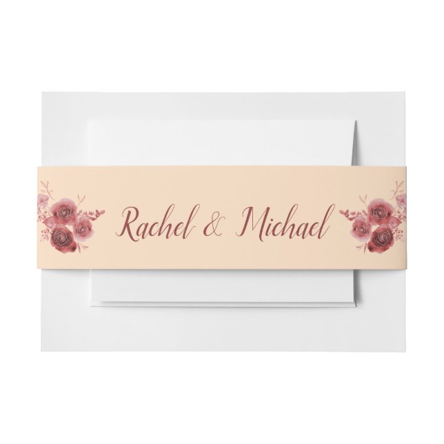 Cintas Para Invitaciones La flor acuática de Borgoña y melocotón (Anverso Ejemplo)