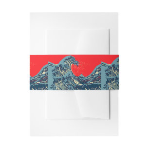 Cintas Para Invitaciones La gran ola de Hokusai con estilo artístico de esp