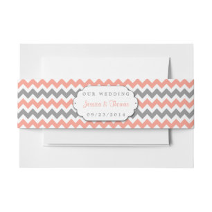 Cintas Para Invitaciones La moderna colección de Bodas Chevron - rosa y gri