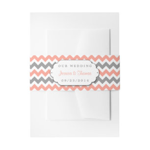 Cintas Para Invitaciones La moderna colección de Bodas Chevron - rosa y gri