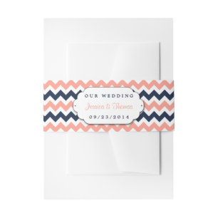 Cintas Para Invitaciones La moderna colección de Bodas Chevron - rosa y mar
