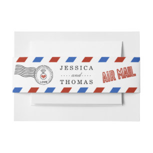 Cintas Para Invitaciones La moderna colección de Bodas de Airmail