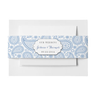 Cintas Para Invitaciones La moderna colección de Bodas Paisley - Azul