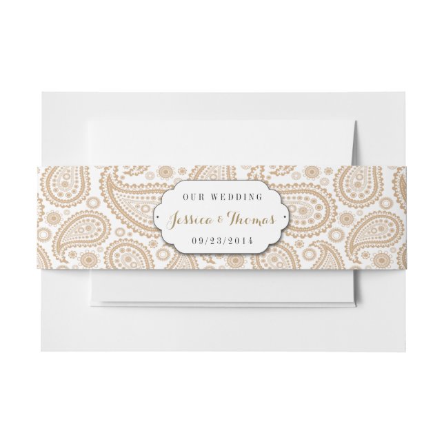 Cintas Para Invitaciones La moderna colección de Bodas Paisley - Marrón (Anverso Ejemplo)